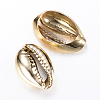 Electroplated Natural Cowrie Shell Beads SSHEL-R040-G-2