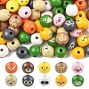 100Pcs 10 Styles Animal Themes Printed Wood European Beads WOOD-YW0001-87-1