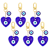 6Pcs Heart Handmade Evil Eye Lampwork Pendant Decorations HJEW-ME00102-1