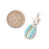 Cowrie Shell Enamel & Synthetic Turquoise Starfish Pendants PALLOY-JF03406-02-2