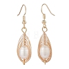 Natural Pearl Teardrop Dangle Earrings EJEW-JE05091-02-2