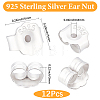 6 Pairs 925 Sterling Silver Friction Ear Nuts STER-BBC0009-59-2