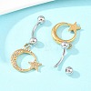 316 Stainless Steel Crystal Rhinestone Curved Barbell Dangle Belly Rings AJEW-C044-04-2