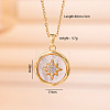 Brass Micro Pave Clear Cubic Zirconia with Natural White Shell Pendant 304 Stainless Steel Cable Chain Necklaces for Women WGAF233-03-1
