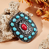 1Pc Rectangle Alloy & Synthetic Turquoise Buckles FIND-CL0002-38A-4