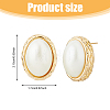 FIBLOOM 1 Pair ABS Plastic Pearl Oval Stud Earrings EJEW-FI0002-21-2
