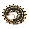 304 Stainless Steel & Brass & Dyed & Heated Natural Black Onyx & TOHO Glass Seed Beaded Pendants PALLOY-MZ01379-03-2
