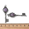 Key Brass Natural Amethyst Big Pendants KK-D361-01AS-16-3