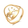 Ion Plating(IP) 304 Stainless Steel Horse Adjustable Ring for Women RJEW-M149-21G-3