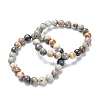 Natural Polychrome Jasper/Picasso Stone/Picasso Jasper Stretch Beaded Bracelets G-A185-01C-2