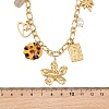 304 Stainless Steel & Resin & Imitation Pearl Multi-Pendant Bib Necklaces for Women SA-CBA717A-02G-01-4