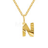 Personalized Stainless Steel Textured Alphabet Initial Pendant Necklaces for Women Men RF0956-14-1