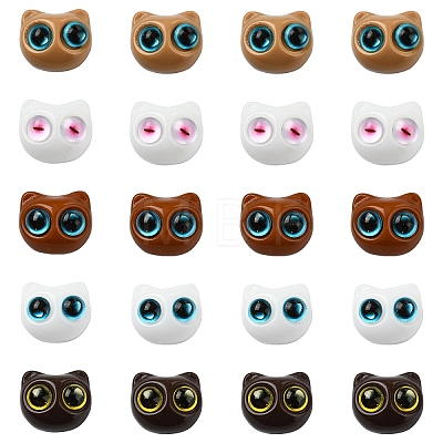 15Pcs 3 Colors Opaque Acrylic with Resin Beads OACR-YW0001-99-1
