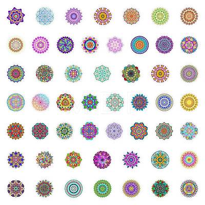 Mandala PVC Plastic Sticker Labels X-STIC-PW0005-04-1