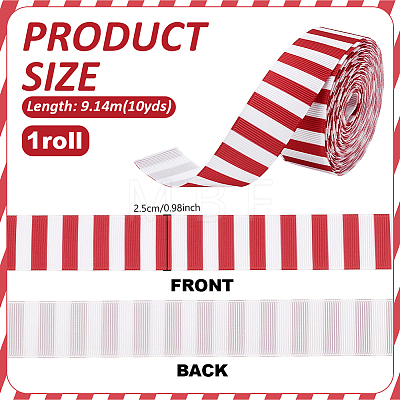 Polyester Stripe Pattern Ribbon OCOR-WH0078-526A-01-1