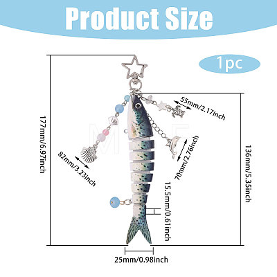 1Pc Resin Fish Pendant Decorations HJEW-CA0001-78A-1