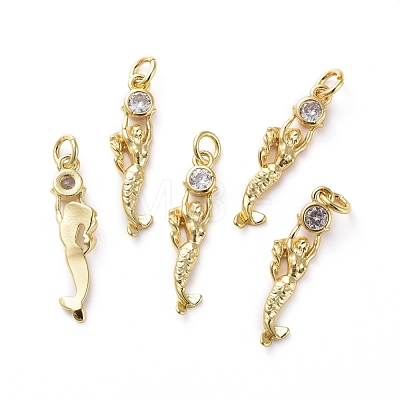Brass Micro Pave Cubic Zirconia Pendants ZIRC-G155-02G-1