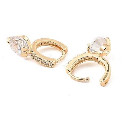 Brass with Cubic Zirconia Dangle Hoop Earrings EJEW-G362-06KCG-1
