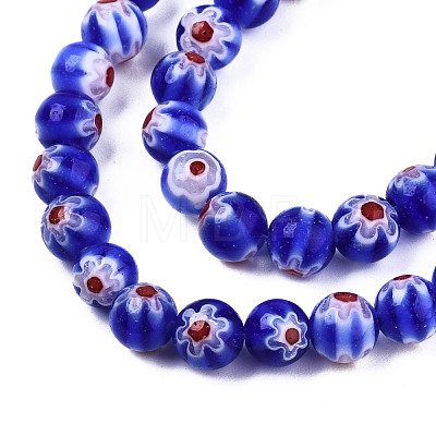 Round Millefiori Glass Beads Strands X-LK-P001-33-1