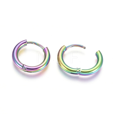 Ion Plating(IP) 304 Stainless Steel Huggie Hoop Earrings EJEW-F111B-16mm-Y-1
