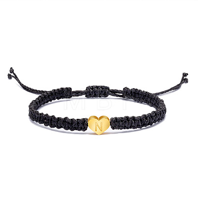 Alloy Heart with Letter Pattern Bead Braided Bead Bracelets FS-WGEB992-14-1