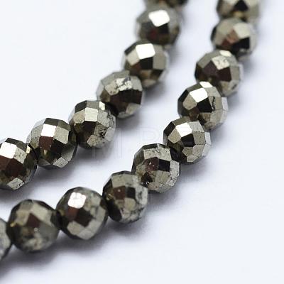 Natural Pyrite Beads Strands G-J369-19-3mm-1