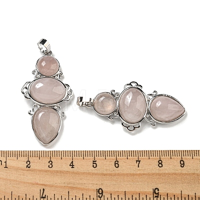 Natural Rose Quartz Pendants G-Q158-04E-1