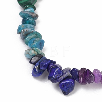 Chakra Natural Mixed Gemstone Chips Stretch Bracelets for Women BJEW-JB11633-02-1