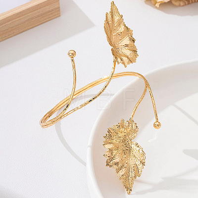 Adjustable Alloy Leaf Upper Arm Cuff Bangles for Women WG0B50C-01-1