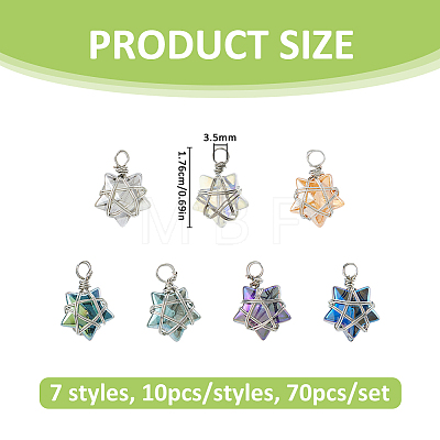 70Pcs 7 Styles Glass Pendants PALLOY-FH00204-1