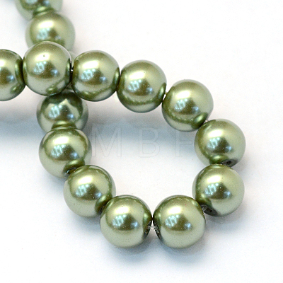 Baking Painted Pearlized Glass Pearl Round Bead Strands HY-Q003-4mm-49-1