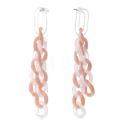 Acrylic Curb Chain Tassel Dangle Stud Earrings for Women EJEW-JE04767-04-1