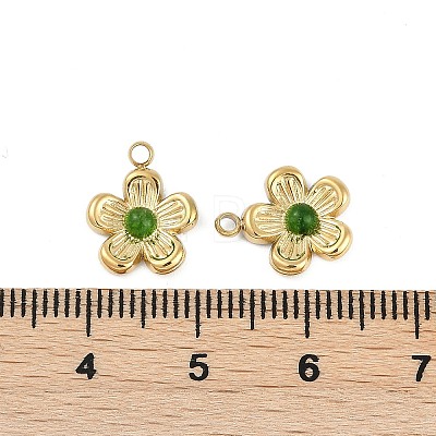 Natural Green Onyx Agate(Dyed & Heated) Flower Charms STAS-I325-143G-02-1