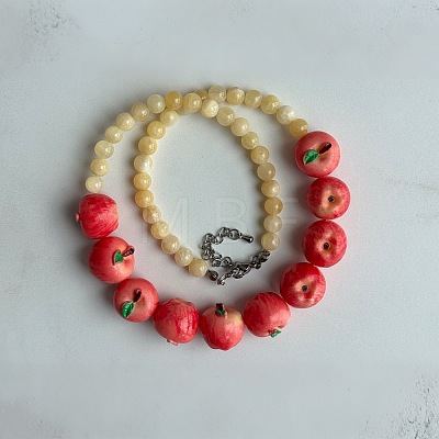 Glass & Resin Fruit Beaded Necklaces for Women WG91F17-04-1