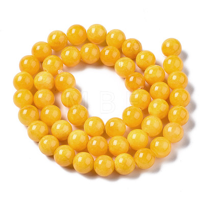 Natural Dyed Yellow Jade Gemstone Bead Strands X-G-R271-8mm-Y07-1