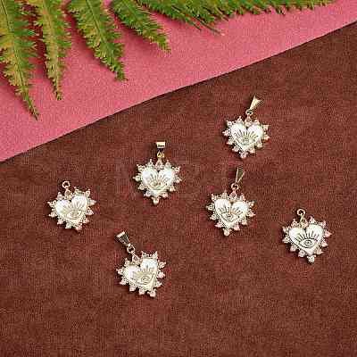 6Pcs Brass Clear Cubic Zirconia Pendants ZIRC-SZ0003-67-1