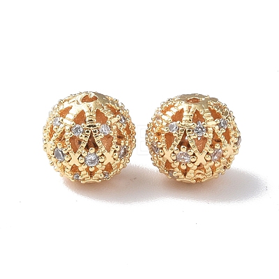 Brass Micro Pave Cubic Zirconia Beads KK-I702-43A-1