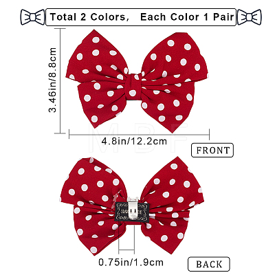 Gorgecraft 4Pcs 2 Colors Retro Polka Dot Pattern Polyester Bowknot Shoe Decorations FIND-GF0005-02-1