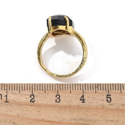 Hexagon Natural Obsidian Finger Rings RJEW-B113-02G-08-1