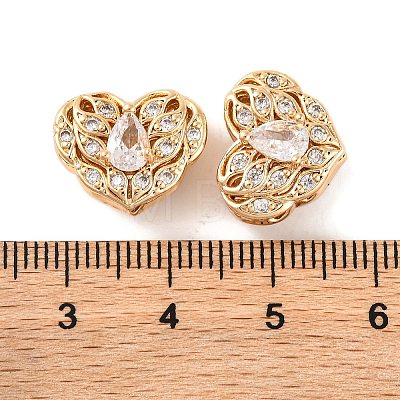 Brass Micro Pave Clear Cubic Zirconia Beads KK-S389-20G-1