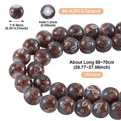 1 Strand Baking Paint Glass Beads Strands DGLA-TADJ0001-02F-1