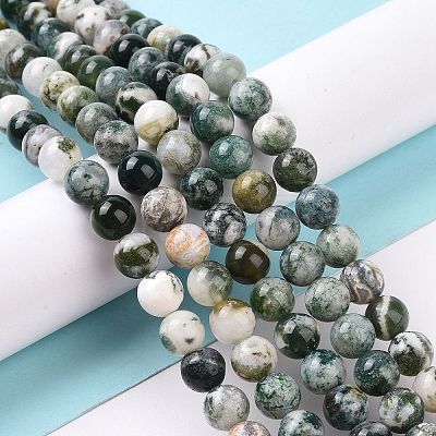 Natural Tree Agate Beads Strands G-K194-6mm-02-1