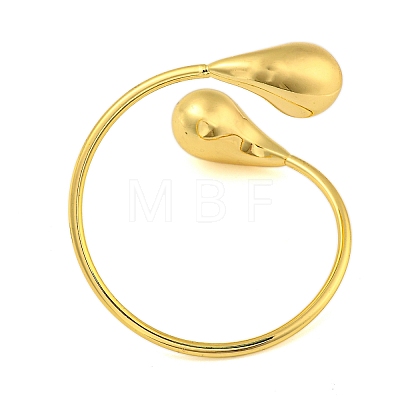 Rack Plating Brass Teardrop Open Cuff Bangles BJEW-Q347-01G-1