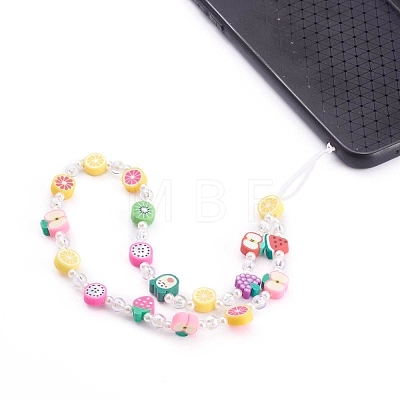 Polymer Clay Fruit Beaded Mobile Straps HJEW-JM00413-01-1