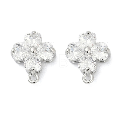 Brass Micro Pave Cubic Zirconia Stud Earring Findings KK-Z094-07P-1