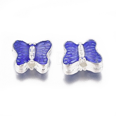 Silver Color Plated Alloy Enamel Beads ENAM-L024-I01-S-1