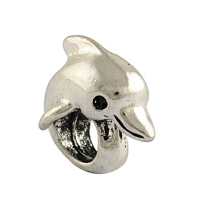 Tibetan Style Alloy Dolphin European Beads LS-X-TIBEB-7982-AS-RS-1