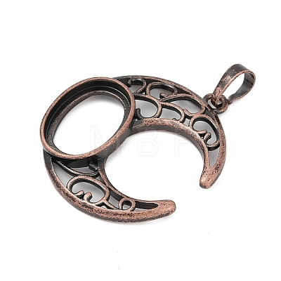 Moon Brass Pendant Cabochon Settings KK-S521-04RC-1