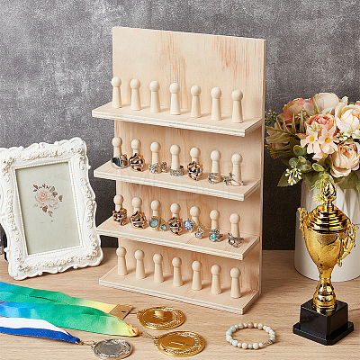 Wood Finger Ring Organizer Display Holder Set RDIS-WH0020-03-1