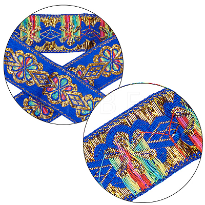 Flat Ethnic Style Embroidery Polyester Ribbons OCOR-WH0067-86A-1